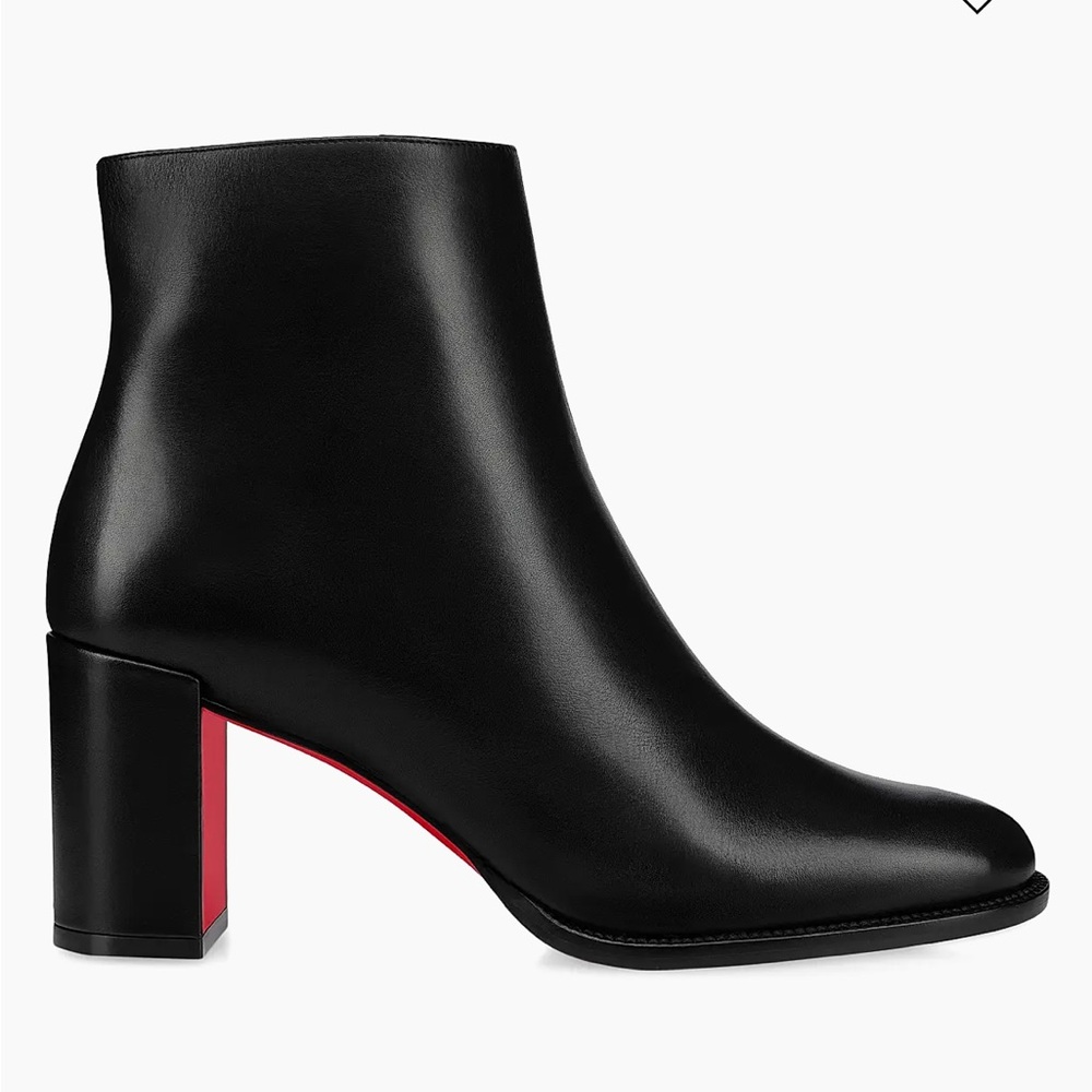 Christian Louboutin Black and Red Heeled Boots Adoxa 70MM Leather Booties